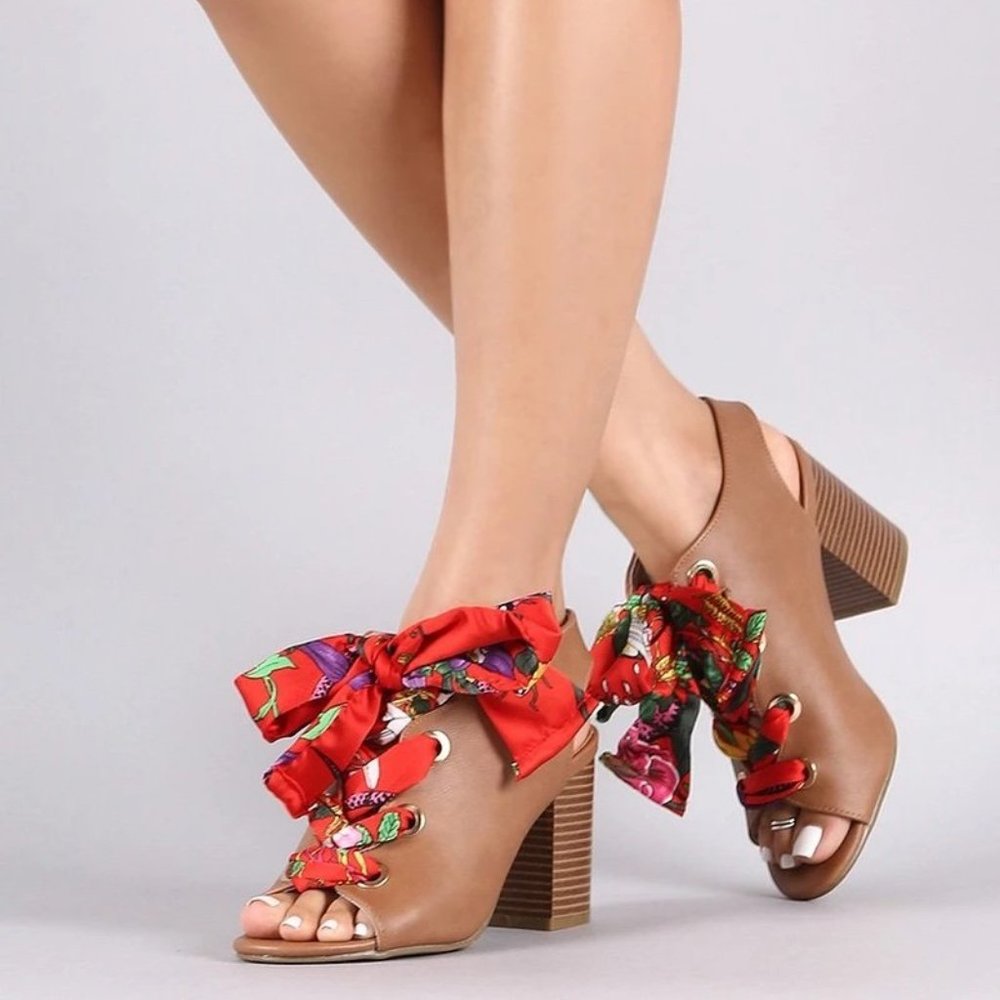"Carmen" Peep Toe Open Back Heels
